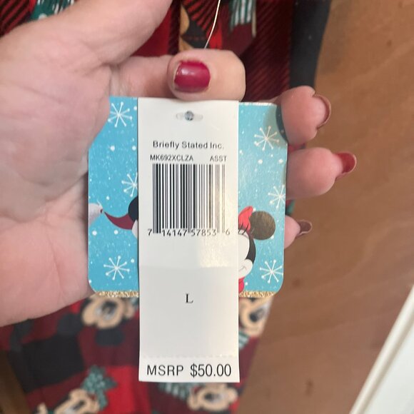 Disney Mickey & Minnie Flannel Winter Pajamas NWT Adult size L - Picture 4 of 4